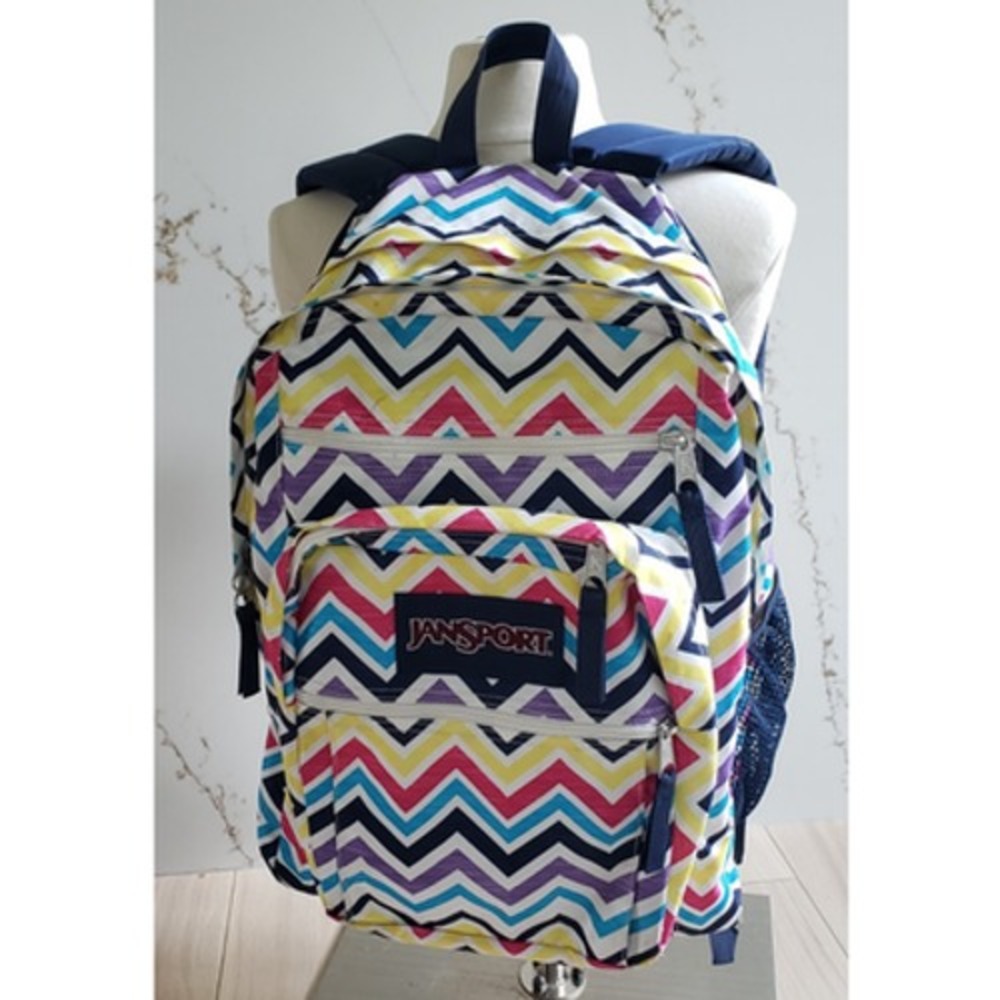 Jansport Big Student Backpack Unisex Large Multi Chevron Zigzag School Bag